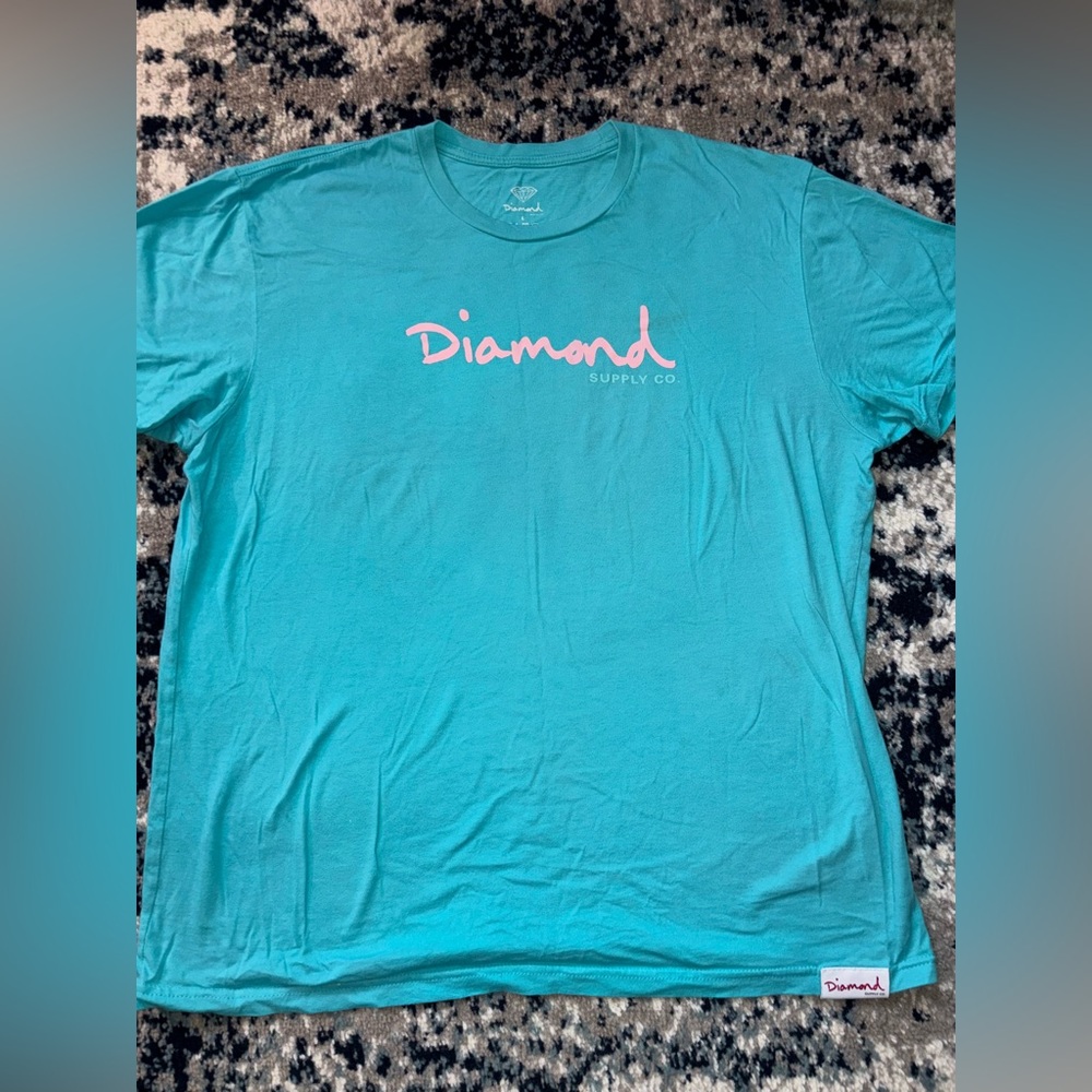 Diamond Supply Co. Aqua and bright pink T-Shirt